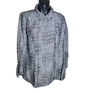Chico’s Snap Button Down Charcoal Gray Shirt Sz 2